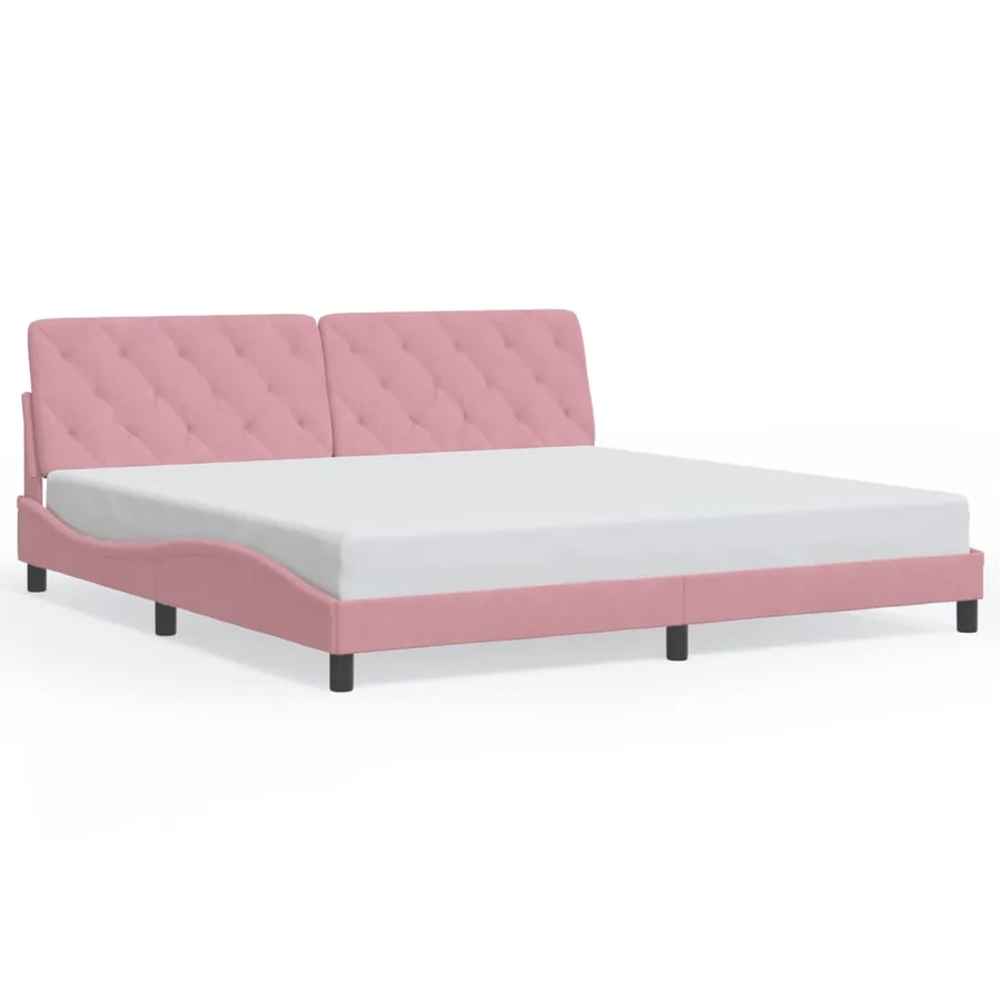 Cadre de lit avec LED sans matelas rose 200x200 cm velours - 5