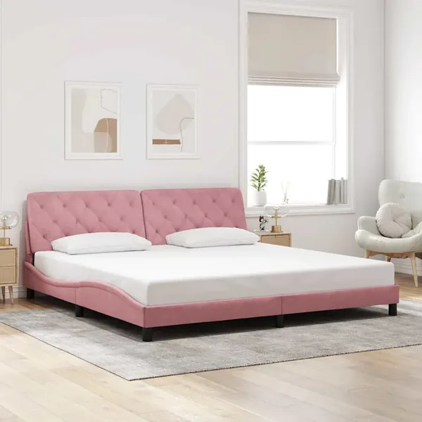 Cadre de lit sans matelas rose 200x200 cm velours