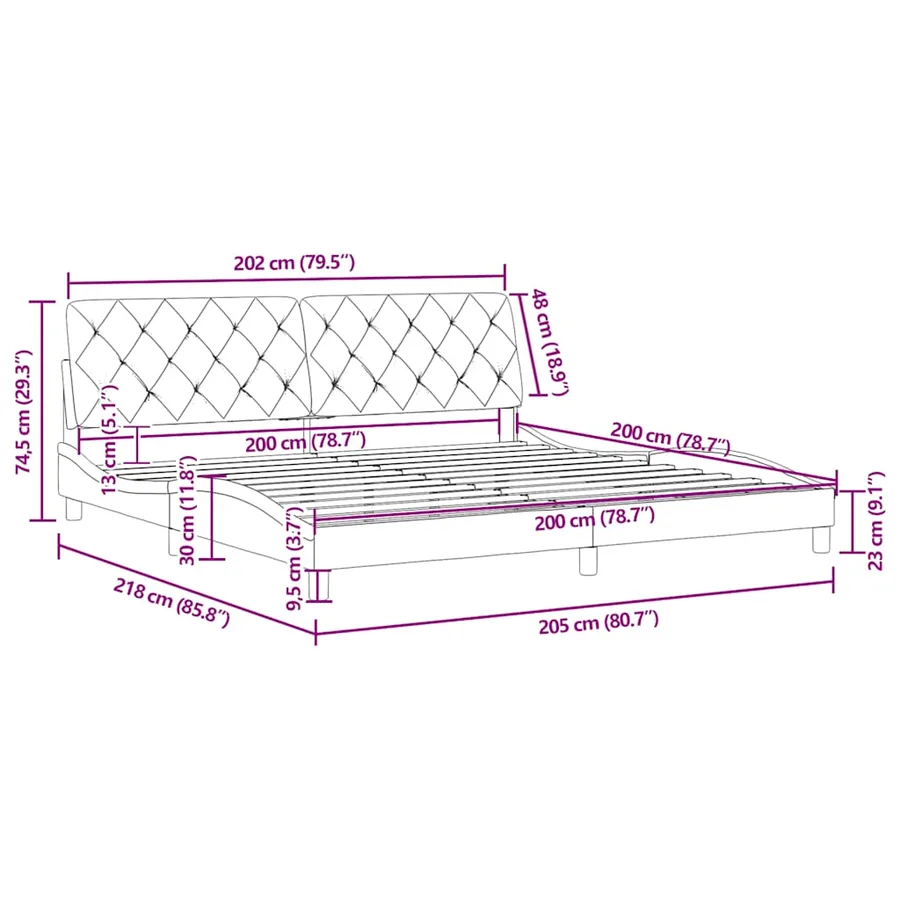 Cadre de lit sans matelas rose 200x200 cm velours - 12