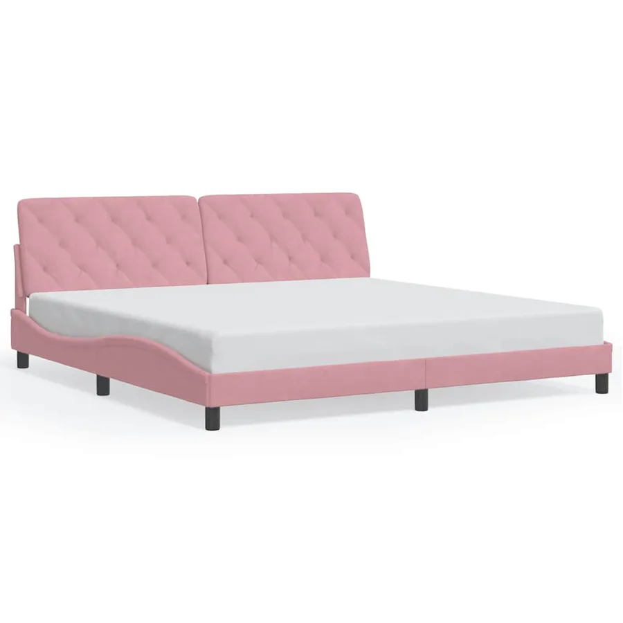 Cadre de lit sans matelas rose 200x200 cm velours - 2