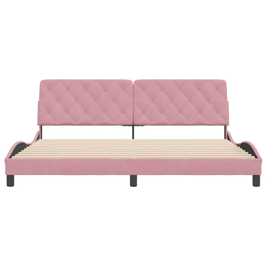Cadre de lit sans matelas rose 200x200 cm velours - 5
