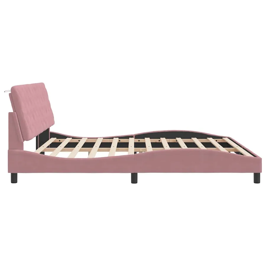 Cadre de lit sans matelas rose 200x200 cm velours - 6
