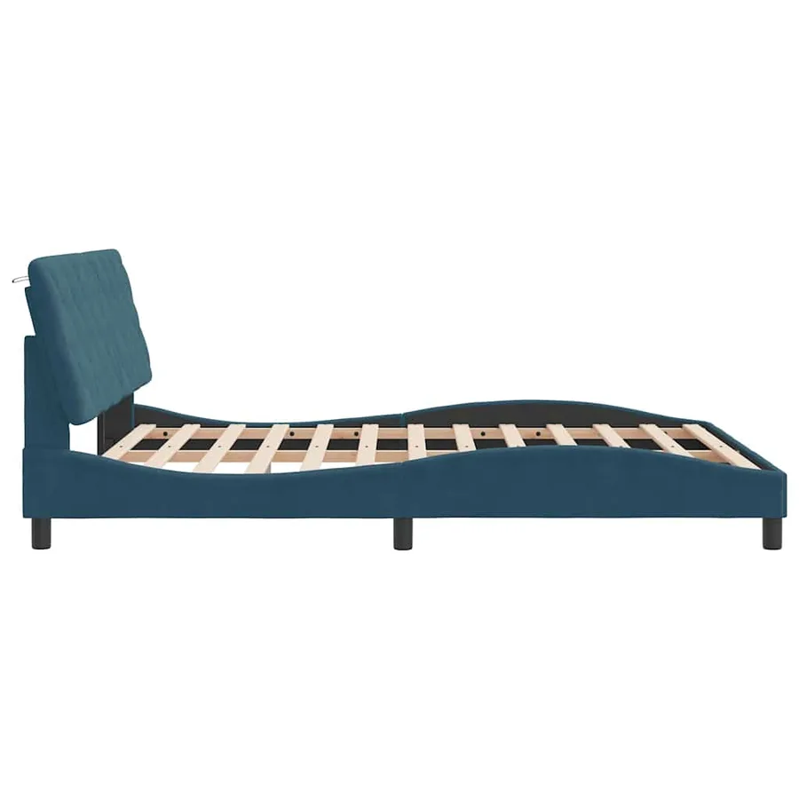 Cadre de lit sans matelas bleu 160x200 cm velours - 6
