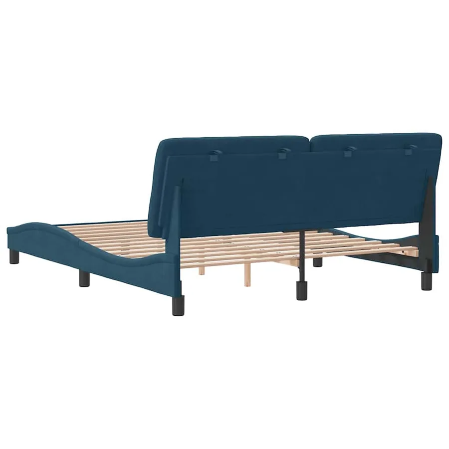 Cadre de lit sans matelas bleu 160x200 cm velours - 7
