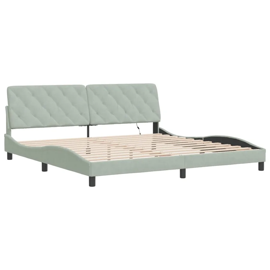 Cadre de lit avec LED sans matelas gris clair 200x200 cm velours - 3