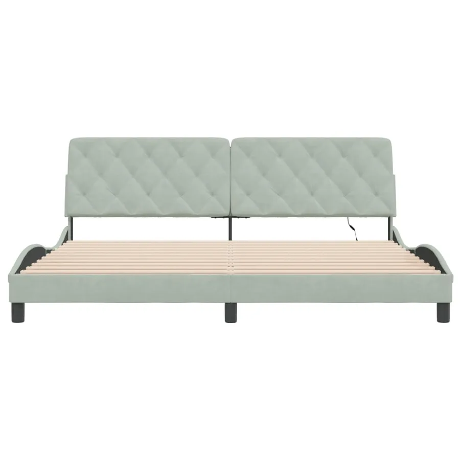 Cadre de lit avec LED sans matelas gris clair 200x200 cm velours - 6