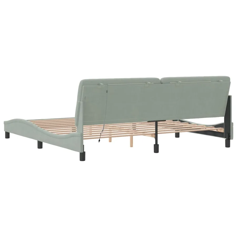 Cadre de lit avec LED sans matelas gris clair 200x200 cm velours - 8