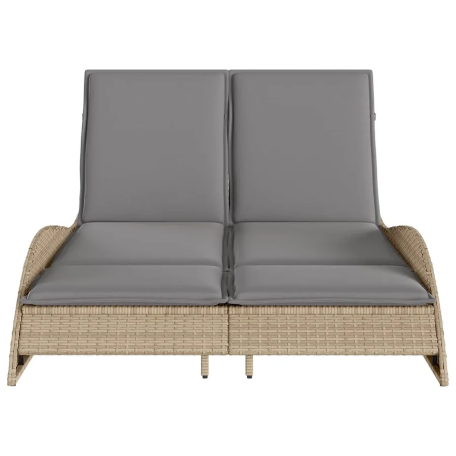 Chaise longue avec coussins beige 114x205x73 cm résine tressée - 4