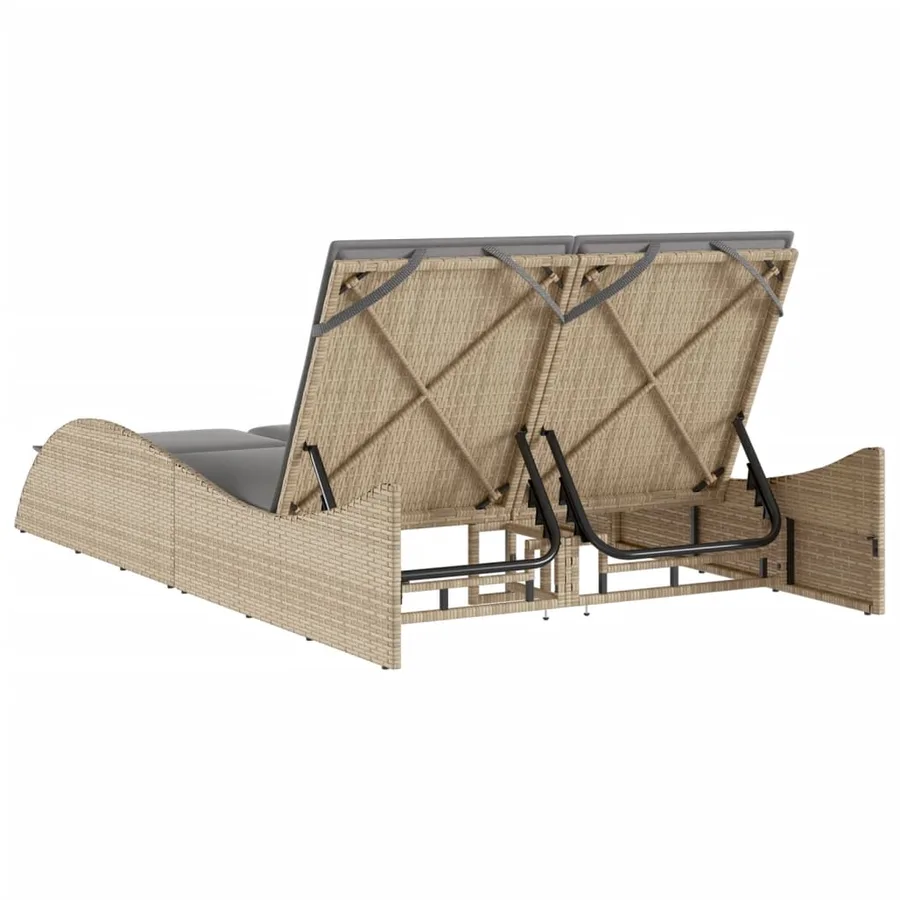 Chaise longue avec coussins beige 114x205x73 cm résine tressée - 6
