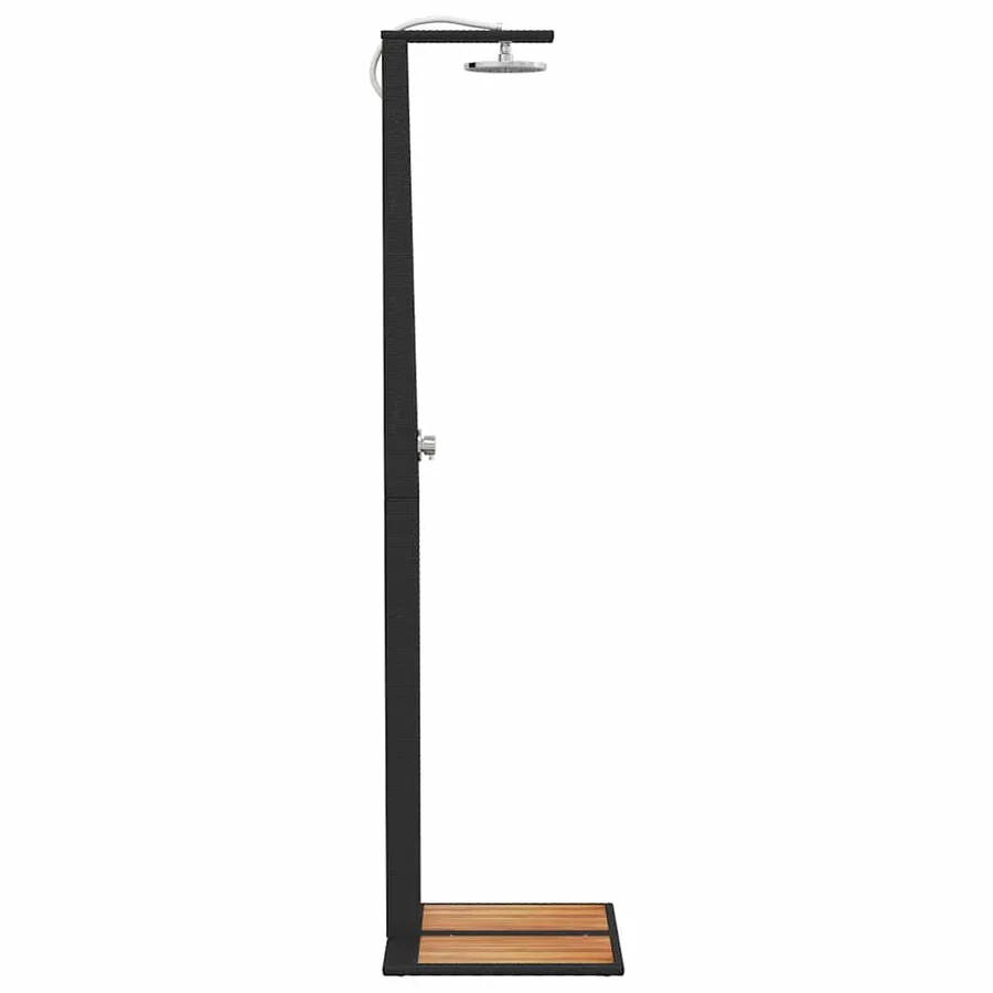 Douche d'extérieur noir 50x55x224 cm résine tressée bois acacia - 6