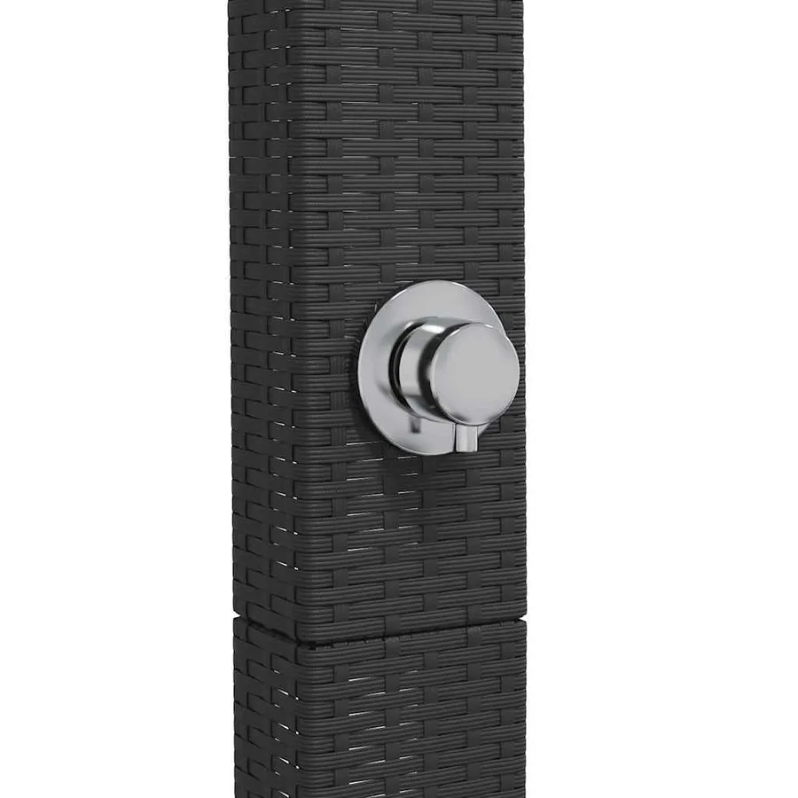 Douche d'extérieur noir 50x55x224 cm résine tressée bois acacia - 8