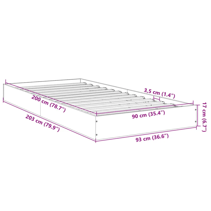Cadre de lit sans matelas blanc 90x200 cm bois d'ingénierie - 10