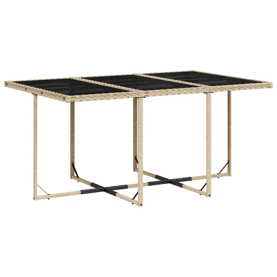 Ensemble à manger de jardin et coussins 7 pcs beige poly rotin - 4