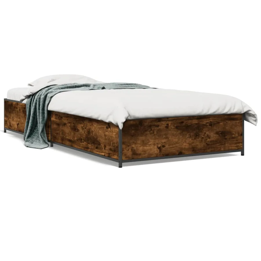 Cadre de lit sans matelas chêne fumé 100x200 cm - 2