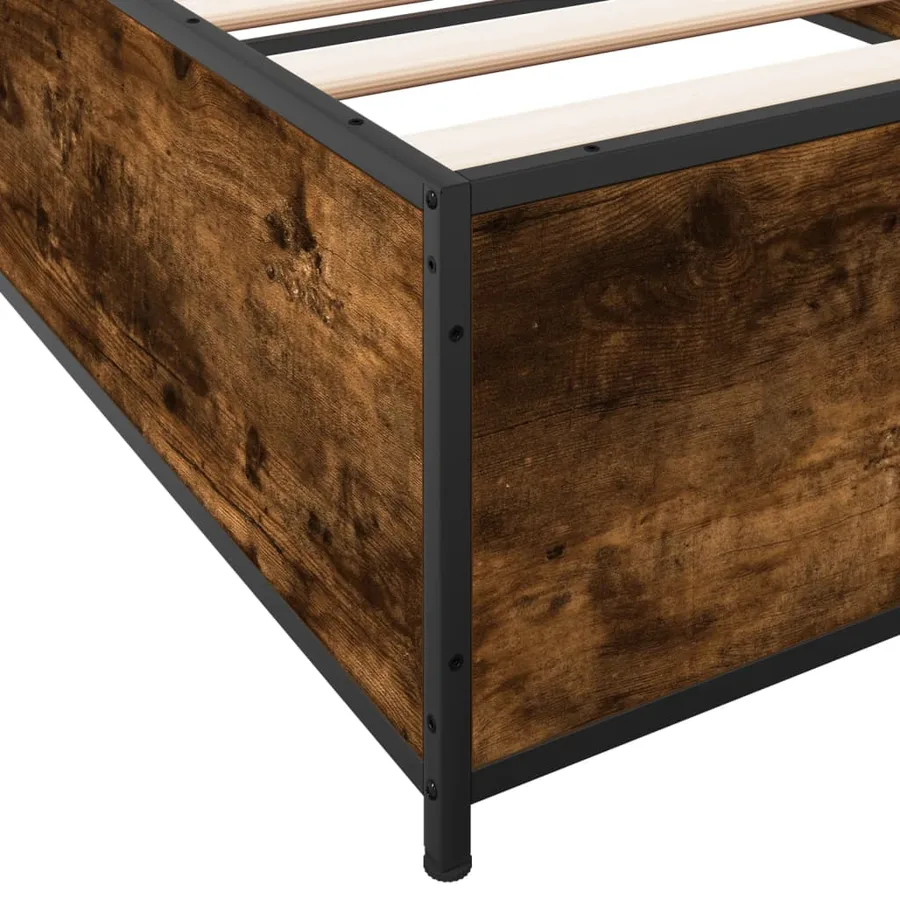 Cadre de lit sans matelas chêne fumé 100x200 cm - 7