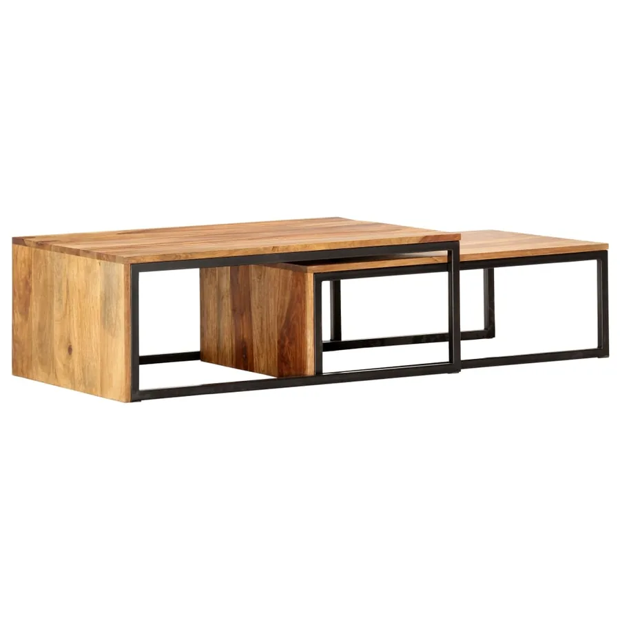 Tables gigognes 2 pcs Bois solide - 11
