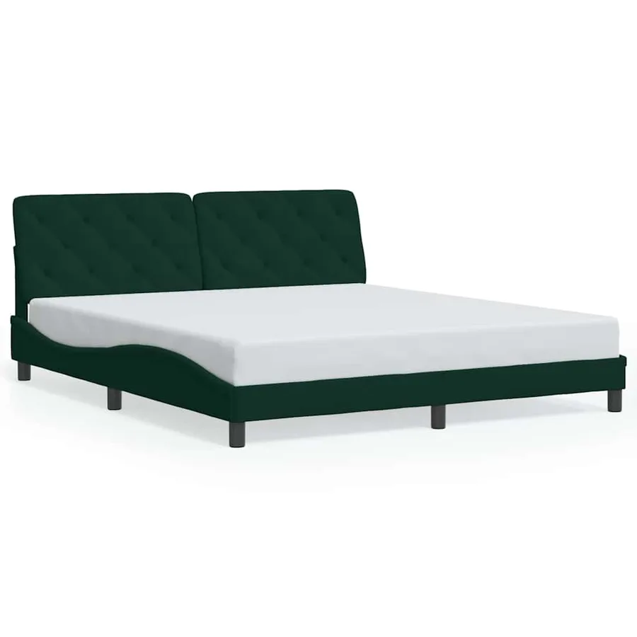 Cadre de lit sans matelas vert foncé 180x200 cm velours - 2