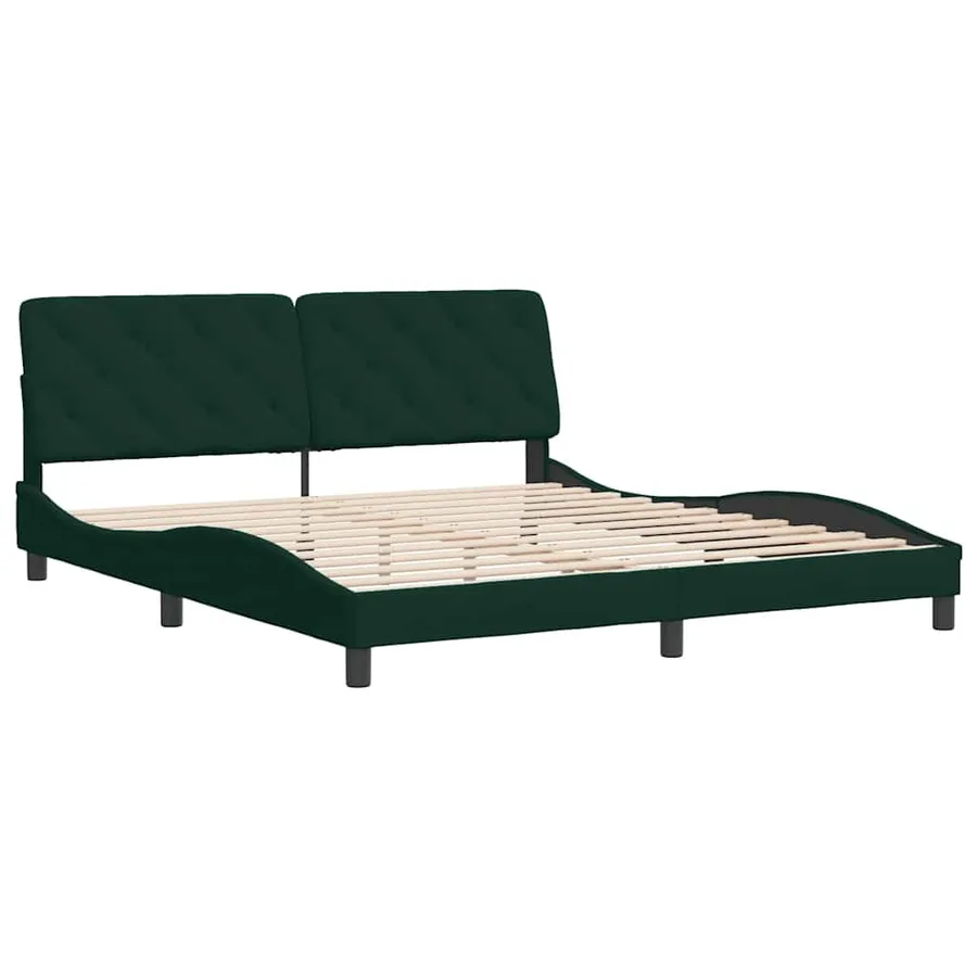 Cadre de lit sans matelas vert foncé 180x200 cm velours - 3
