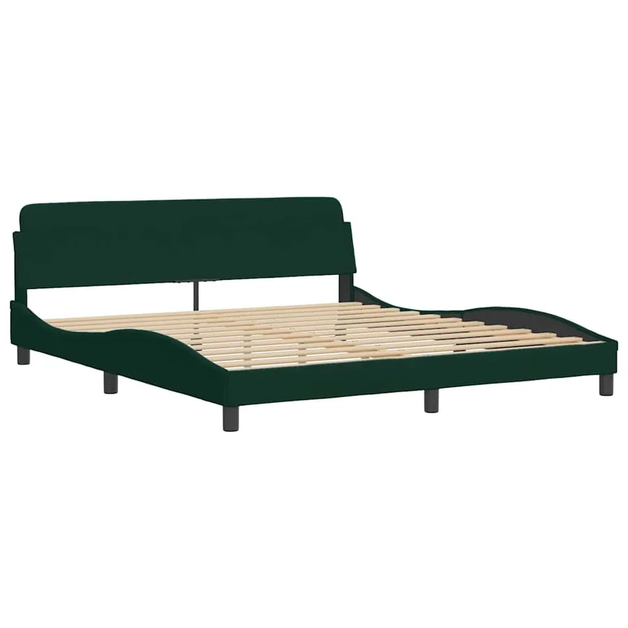 Cadre de lit sans matelas vert foncé 180x200 cm velours - 4