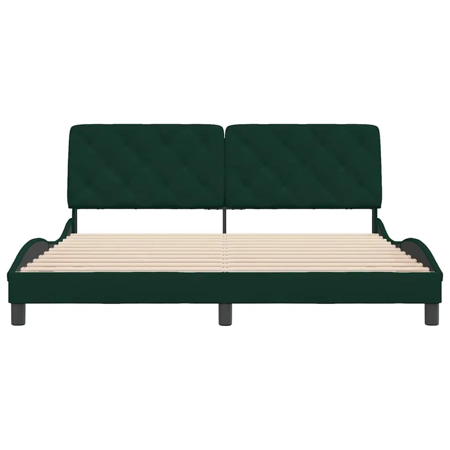 Cadre de lit sans matelas vert foncé 180x200 cm velours - 5