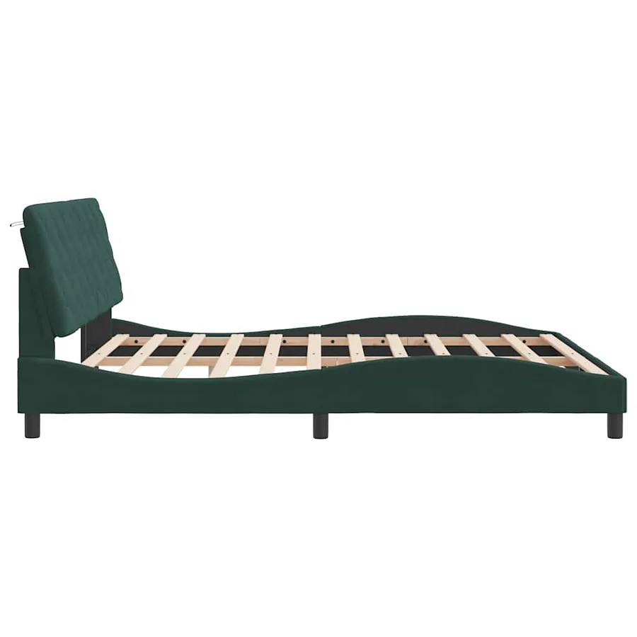 Cadre de lit sans matelas vert foncé 180x200 cm velours - 6