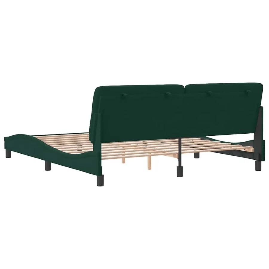 Cadre de lit sans matelas vert foncé 180x200 cm velours - 7