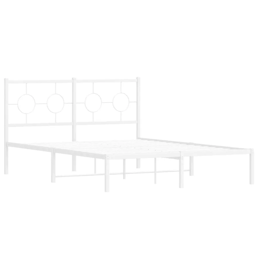 Cadre de lit métal sans matelas et tête de lit blanc 140x200 cm - 3