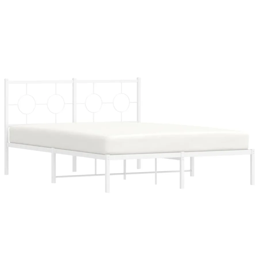 Cadre de lit métal sans matelas et tête de lit blanc 140x200 cm - 4