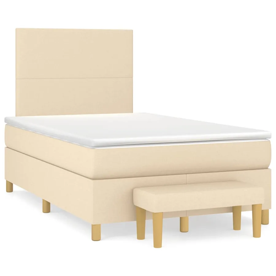 Sommier à lattes de lit avec matelas crème 120x190 cm tissu
