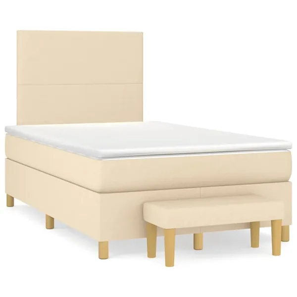 Sommier à lattes de lit avec matelas crème 120x190 cm tissu