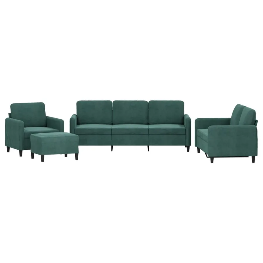 Ensemble de canapés 4 pcs vert foncé velours - 2