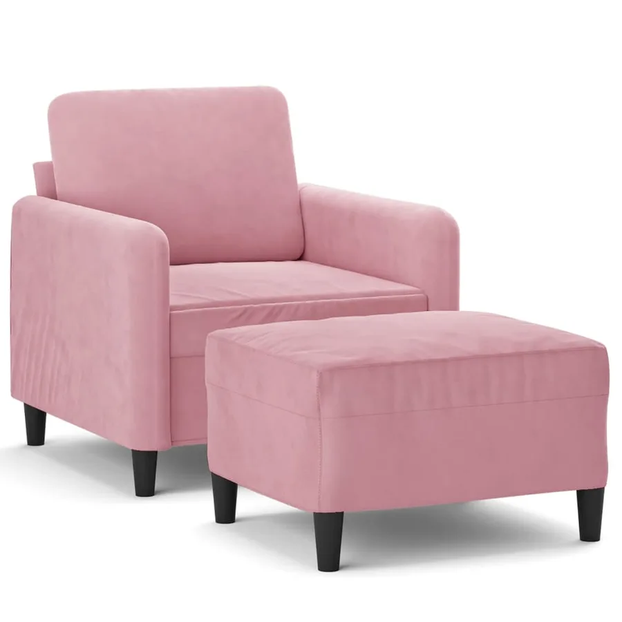 Fauteuil avec repose-pied Rose 60 cm Velours - 2
