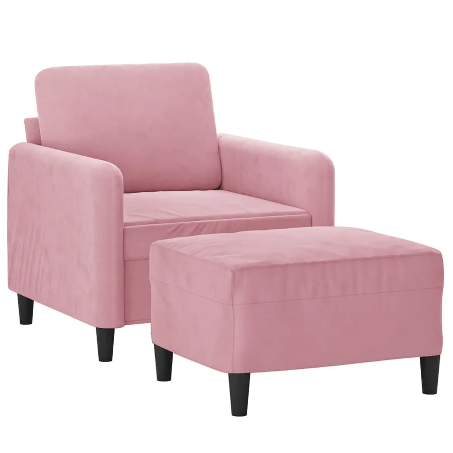Fauteuil avec repose-pied Rose 60 cm Velours - 3