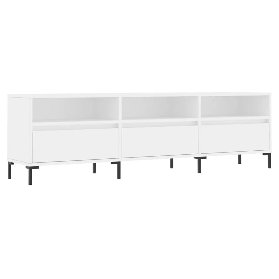Meuble TV blanc 150x30x44,5 cm bois d'ingénierie - 2