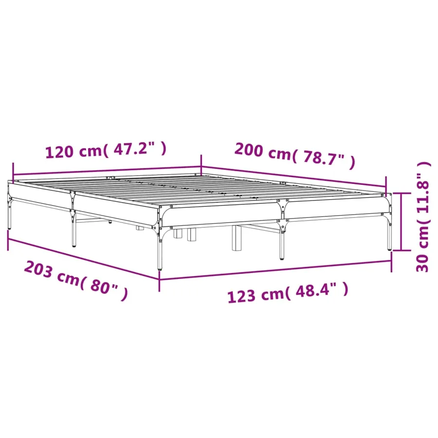 Cadre de lit sans matelas chêne marron 120x200 cm - 9