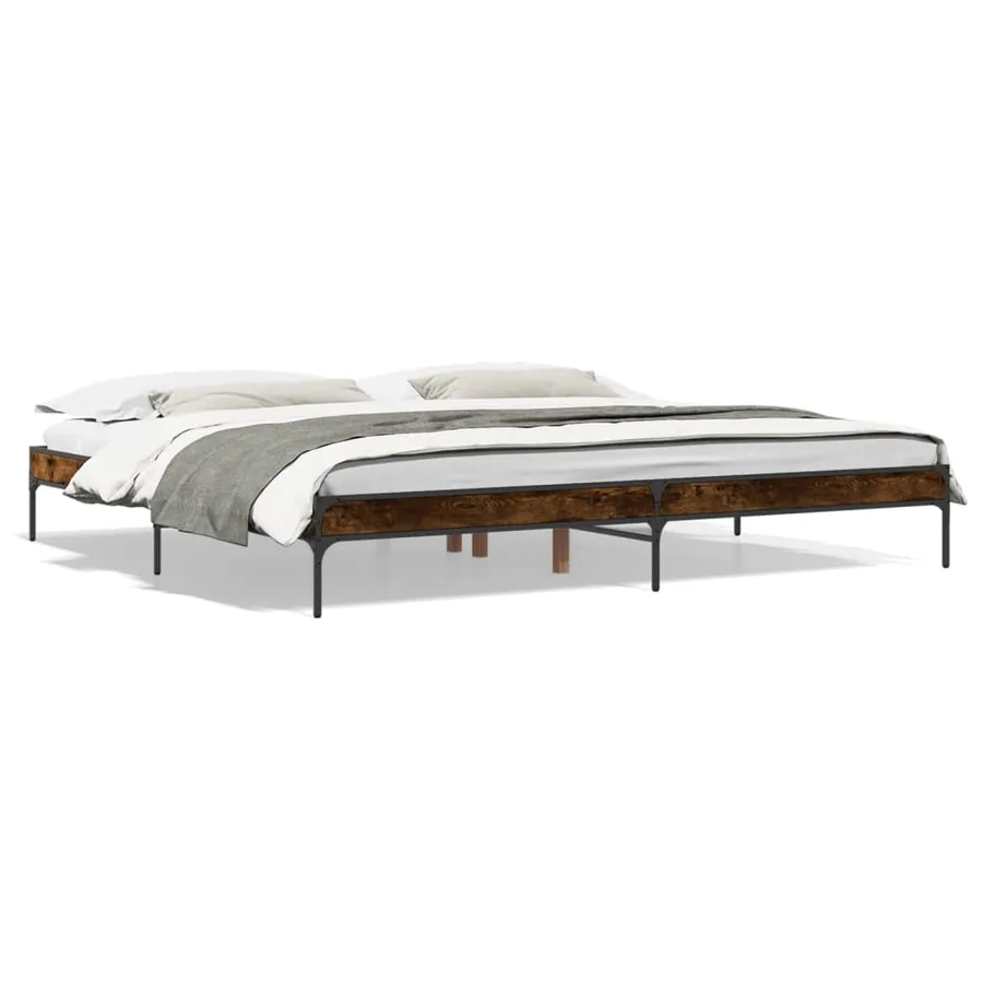 Cadre de lit sans matelas chêne fumé 200x200 cm - 2