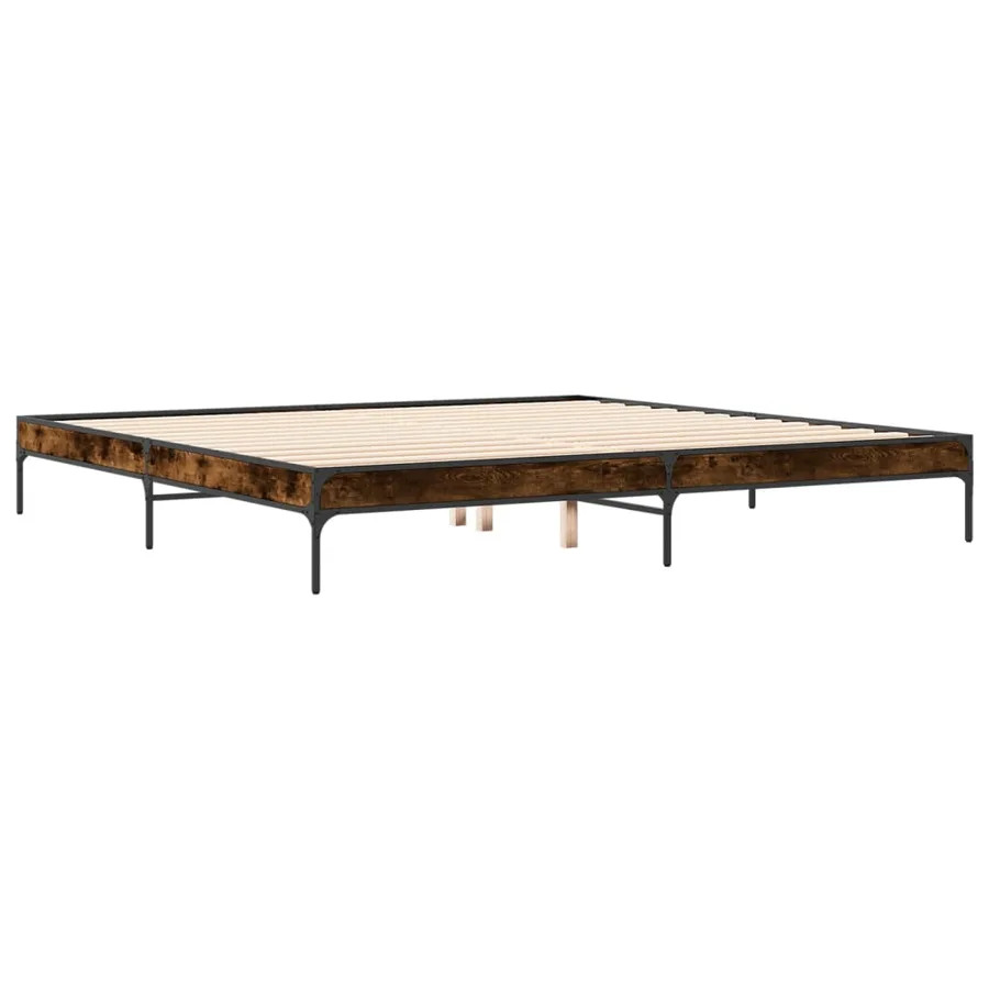 Cadre de lit sans matelas chêne fumé 200x200 cm - 3