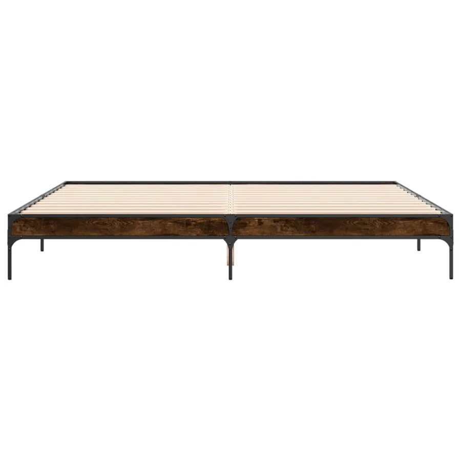 Cadre de lit sans matelas chêne fumé 200x200 cm - 4