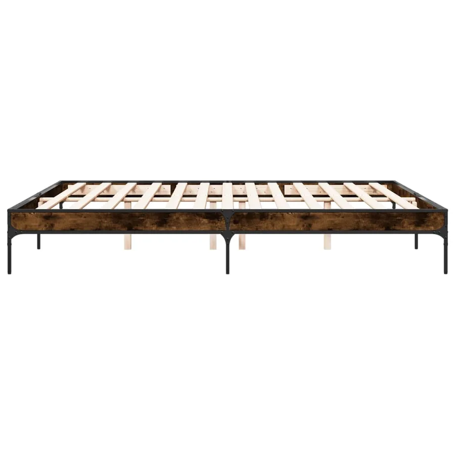 Cadre de lit sans matelas chêne fumé 200x200 cm - 5