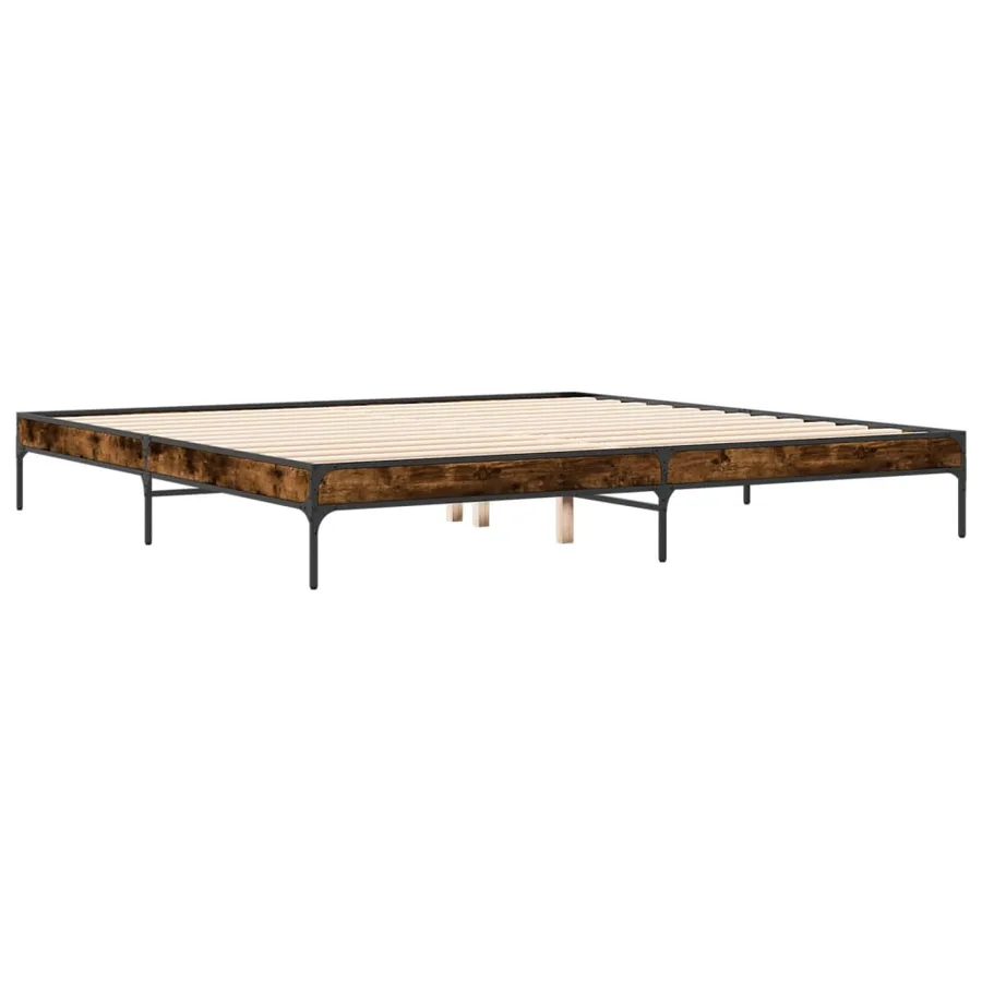 Cadre de lit sans matelas chêne fumé 200x200 cm - 6