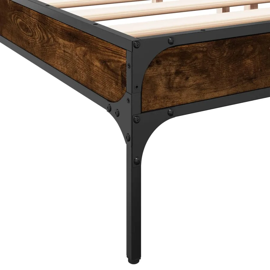 Cadre de lit sans matelas chêne fumé 200x200 cm - 7