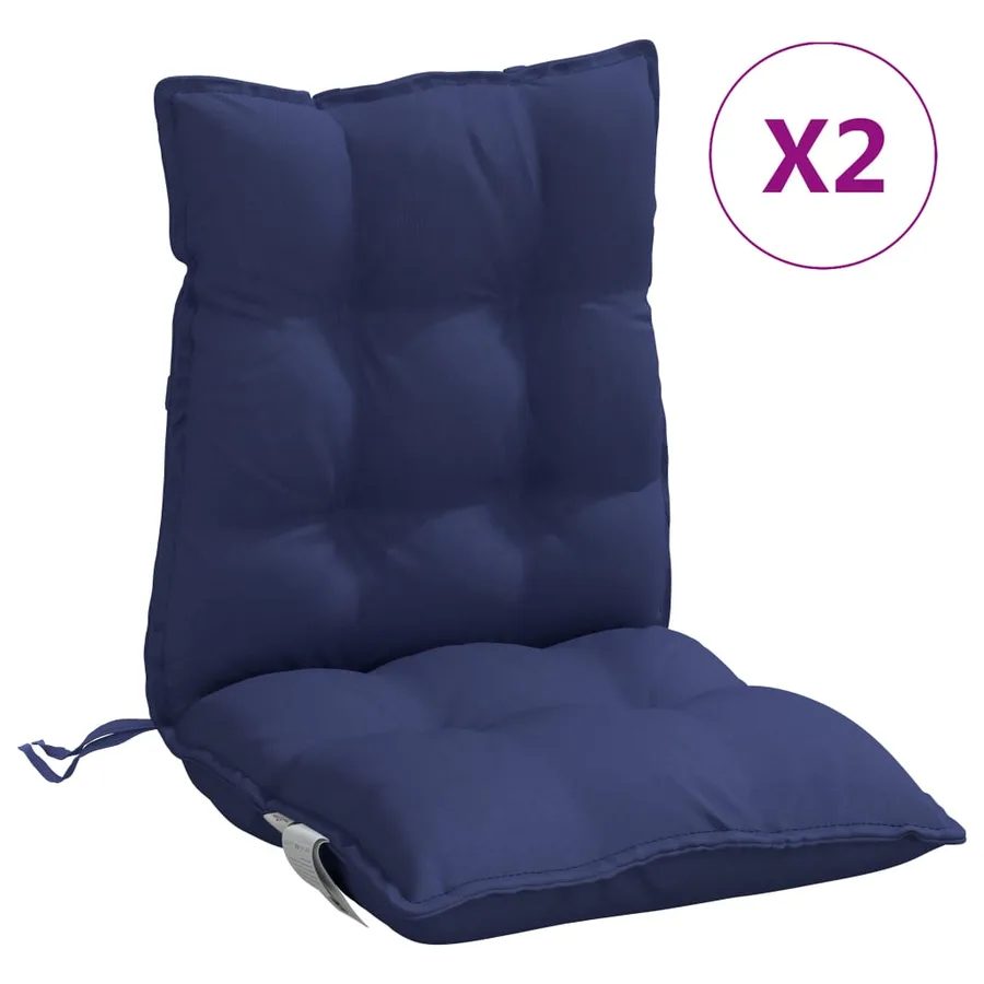 Coussins de chaise à dossier bas lot de 2 bleu marine - 2