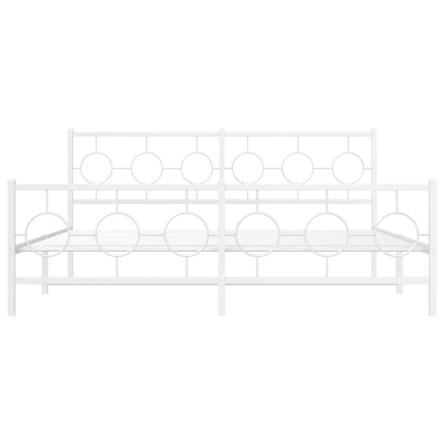 Cadre de lit métal sans matelas et pied de lit blanc 180x200 cm - 5
