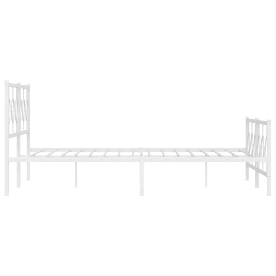 Cadre de lit métal sans matelas et pied de lit blanc 180x200 cm - 6