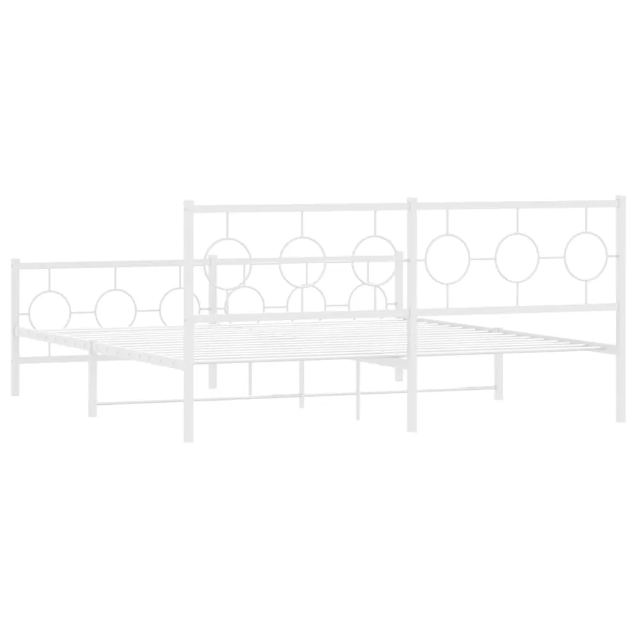 Cadre de lit métal sans matelas et pied de lit blanc 180x200 cm - 7