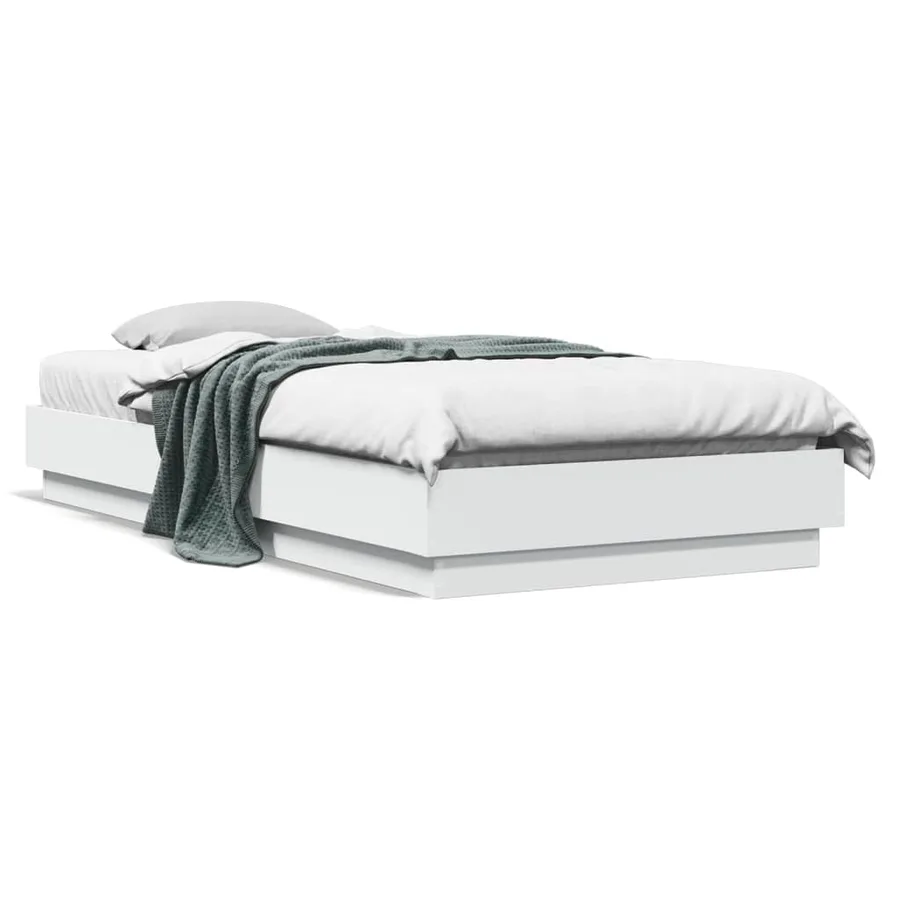 Cadre de lit sans matelas blanc 100x200 cm bois d'ingénierie - 2