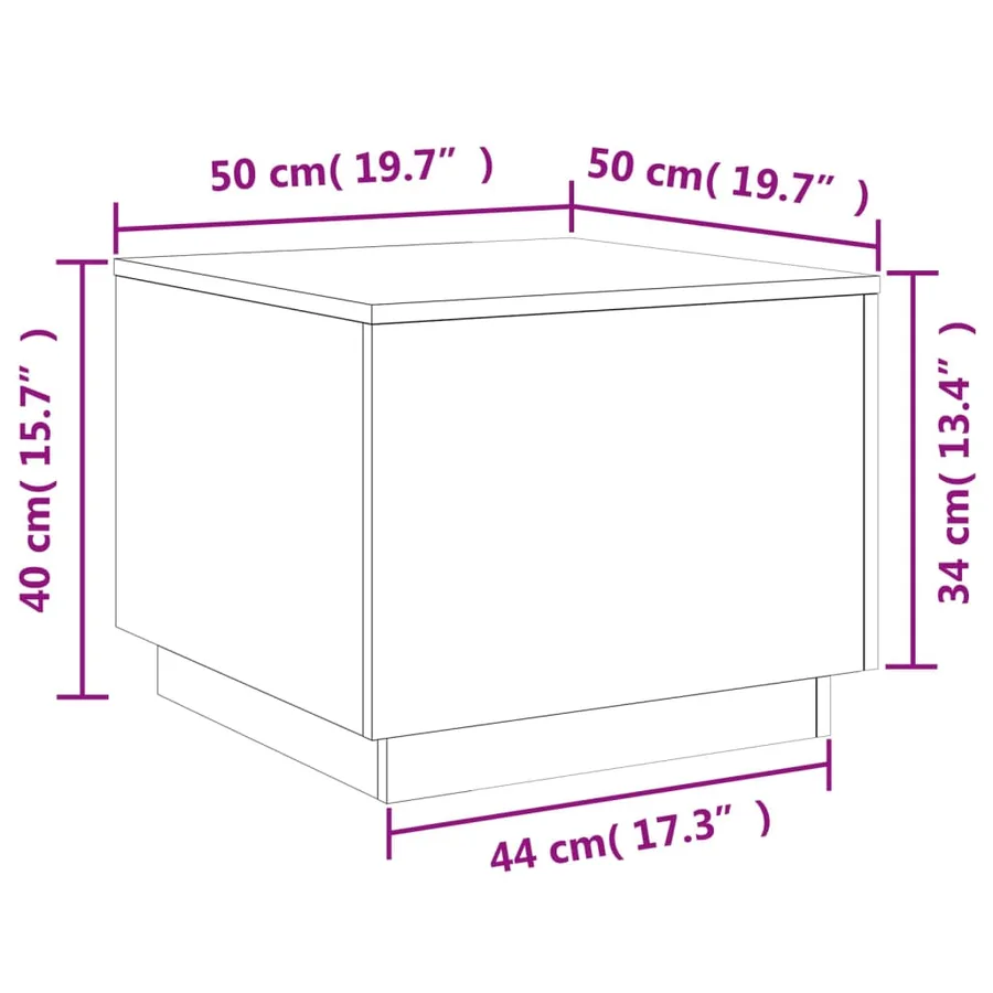 Table basse avec lumières LED sonoma gris 50x50x40 cm - 16