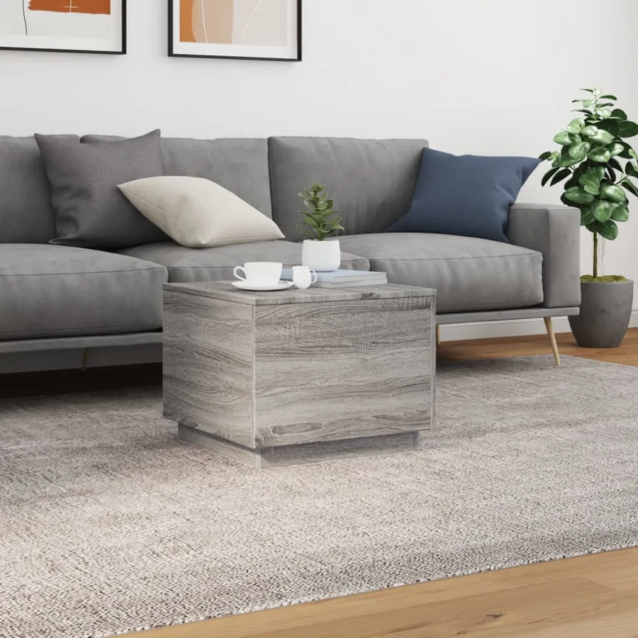 Table basse avec lumières LED sonoma gris 50x50x40 cm - 4