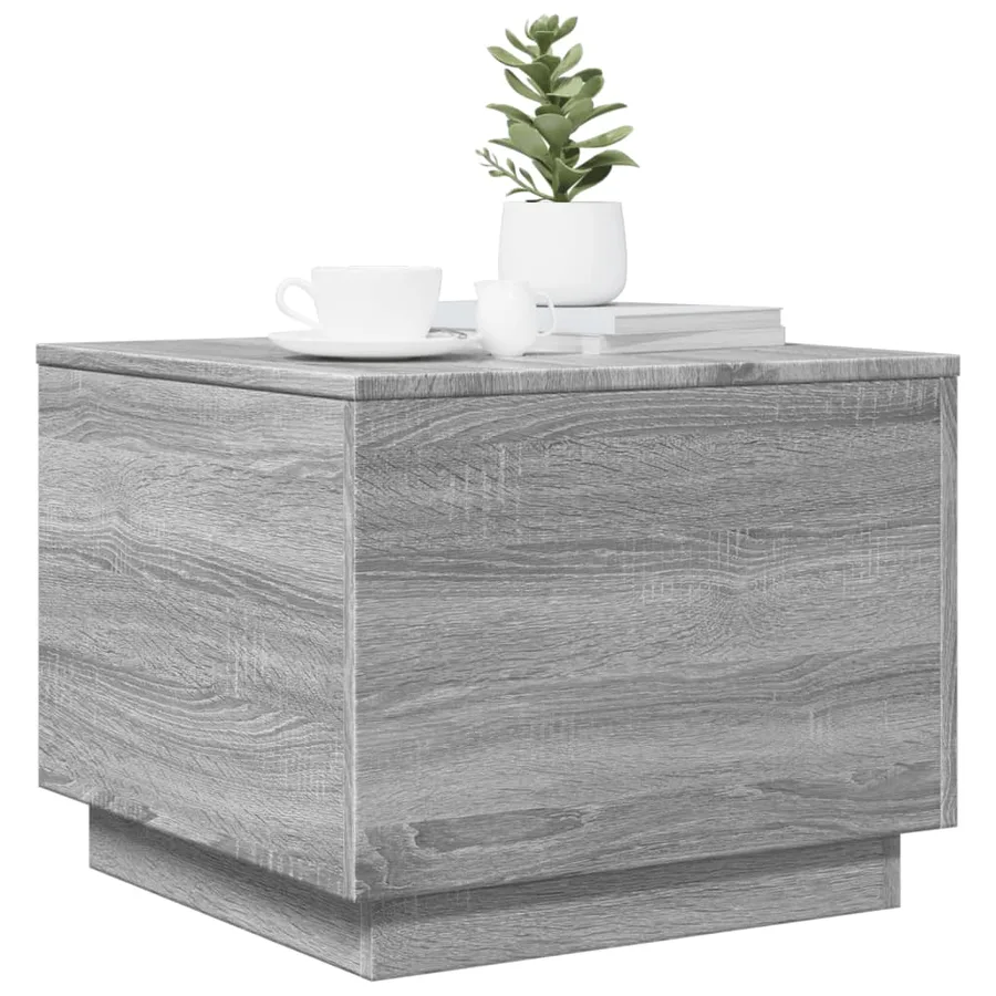 Table basse avec lumières LED sonoma gris 50x50x40 cm - 6