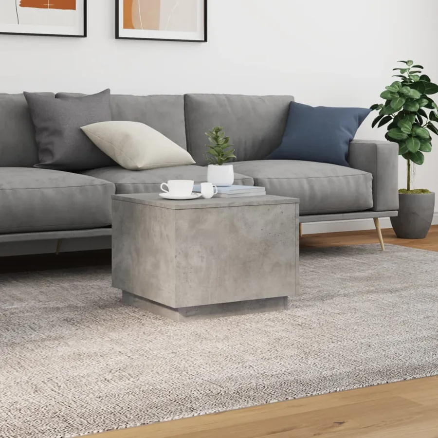Table basse avec lumières LED gris béton 50x50x40 cm - 4